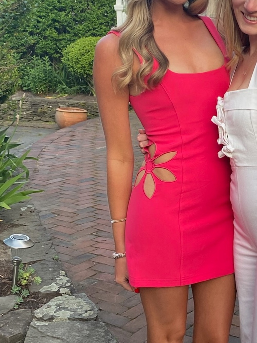 Rumored Hot Pink Dress Flower Cut Outs